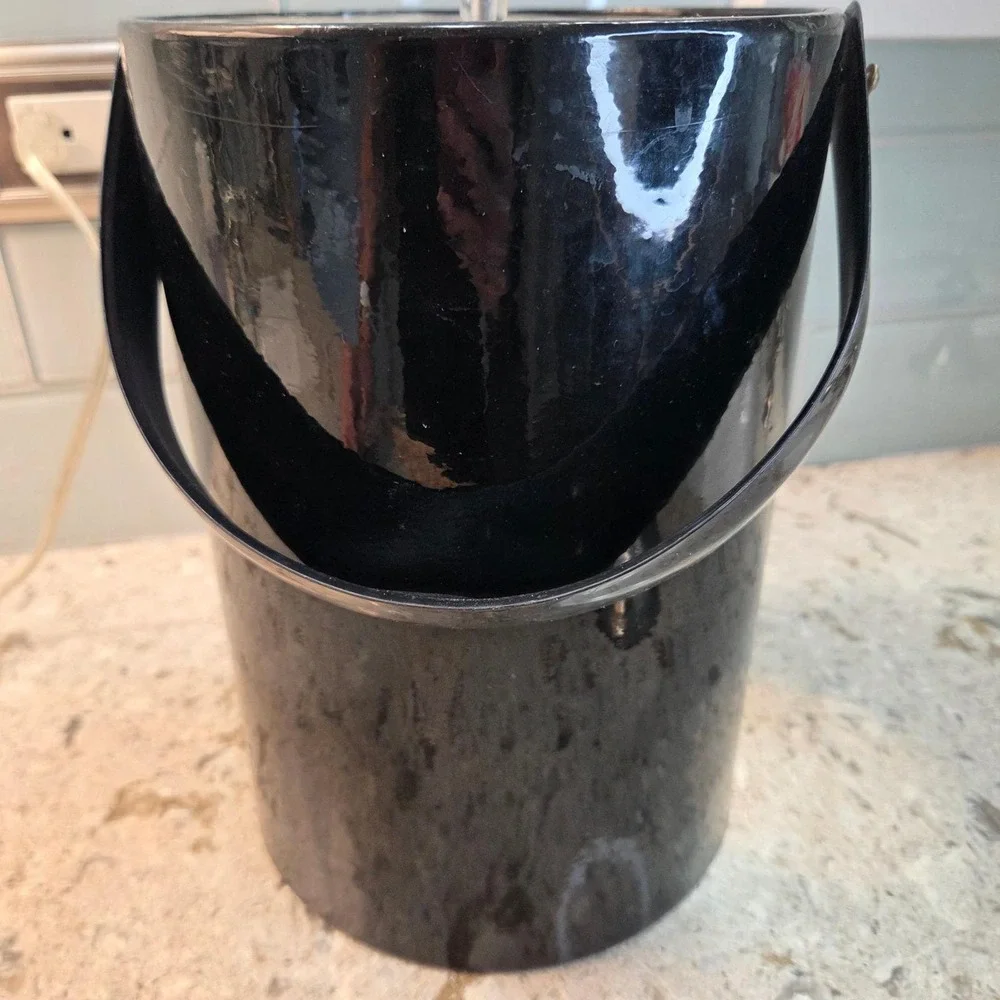 Vintage Georges Briard Egyptian Revival Ice Bucket Blk Hieroglyphics MCM Barware
